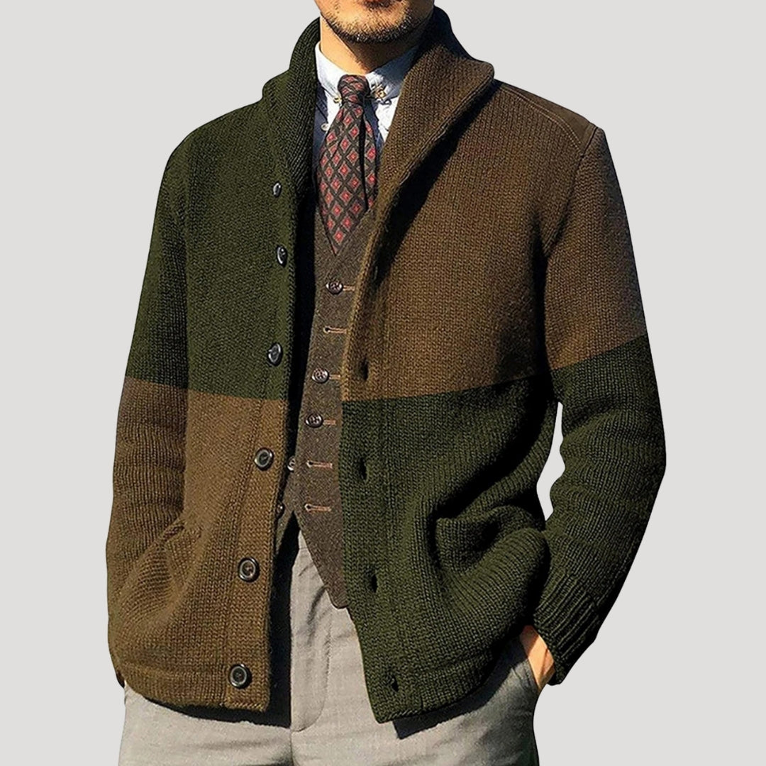 Maddox Men's Lapel Collar Cardigan Sweater