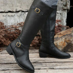 Marisol Women's Leather Buckle Knee High Riding Boots
