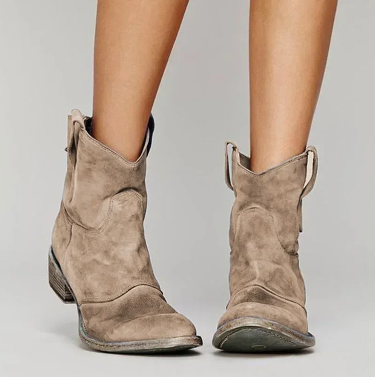 Wren Vintage Suede Western Ankle Boots