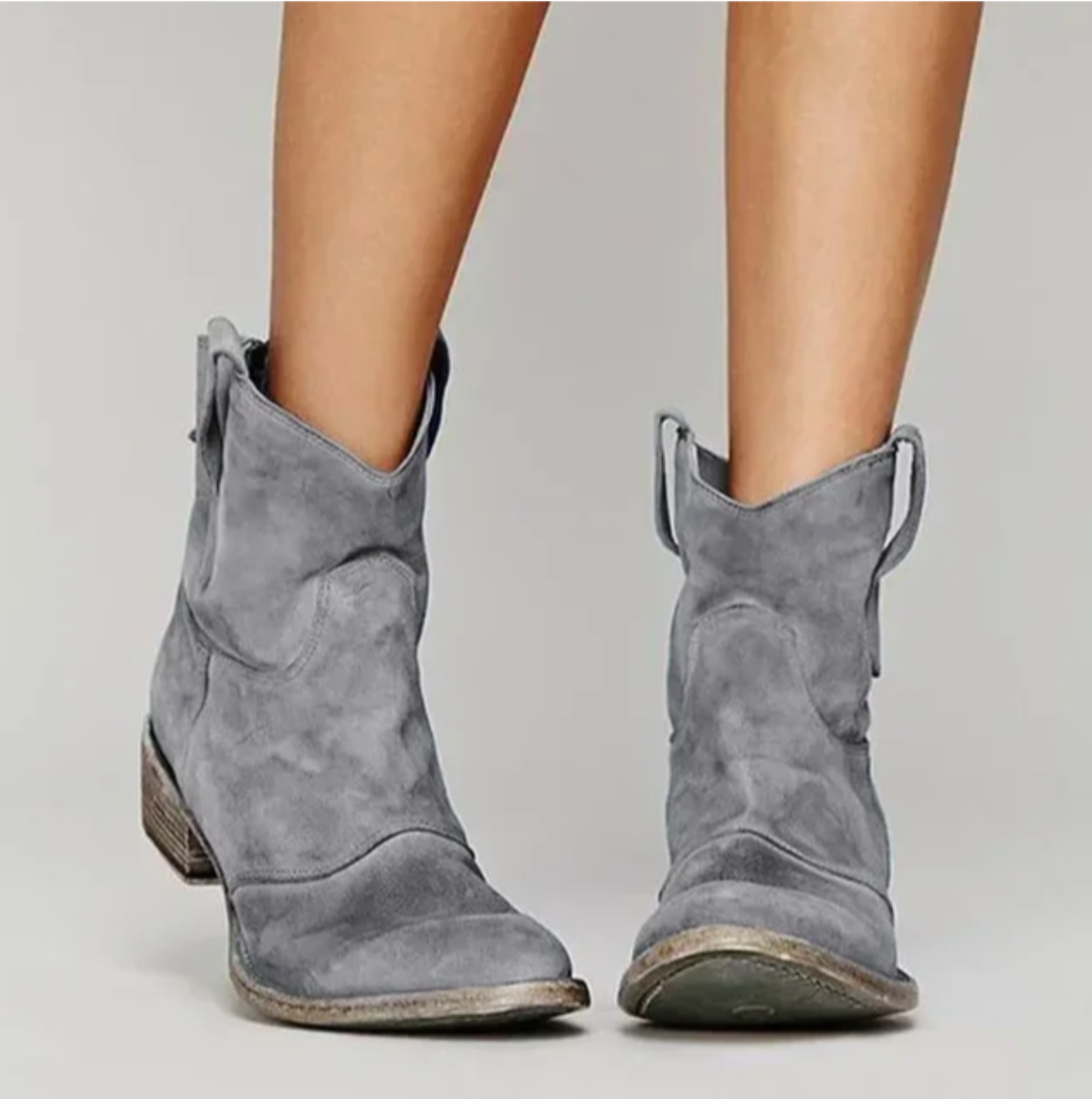 Wren Vintage Suede Western Ankle Boots
