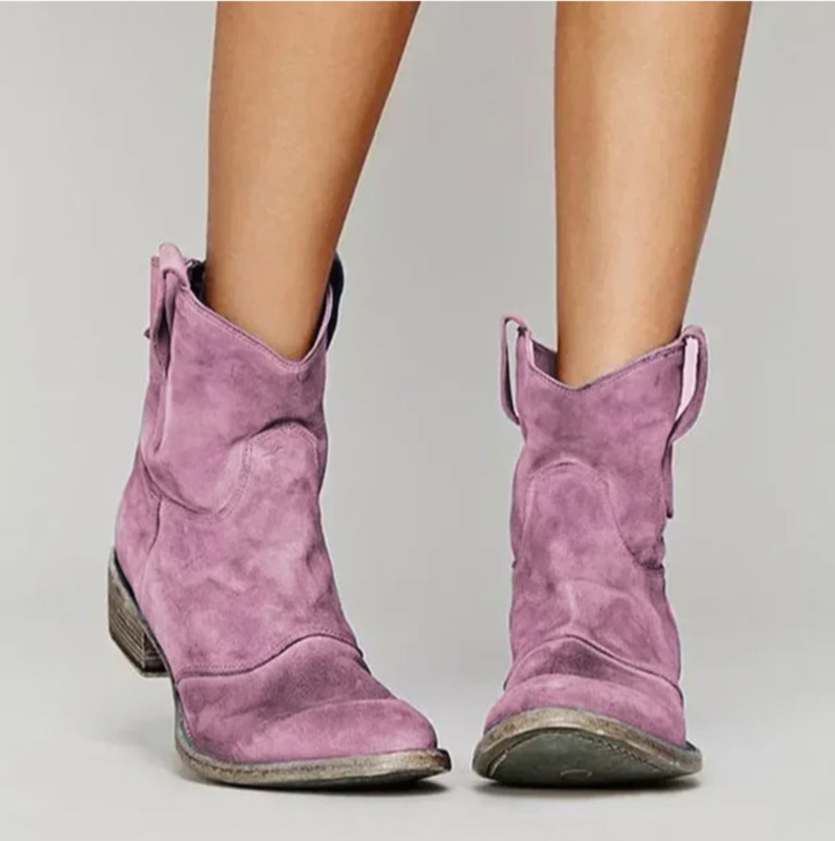 Wren Vintage Suede Western Ankle Boots