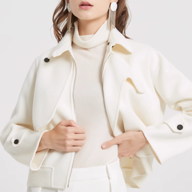 Liliana Elegant Wool Cropped Collared Jacket