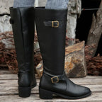 Marisol Women's Leather Buckle Knee High Riding Boots