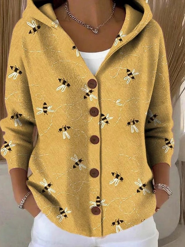 Jenna Women's Patchwork Print Colorful Hooded Cardigan