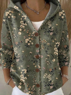 Jenna Women's Patchwork Print Colorful Hooded Cardigan