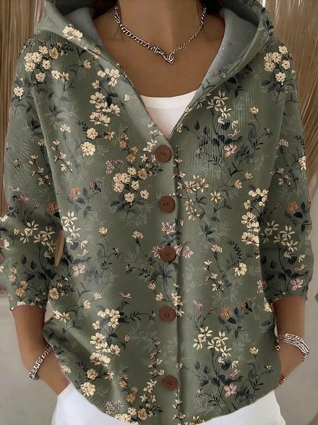 Jenna Women's Patchwork Print Colorful Hooded Cardigan