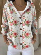 Jenna Women's Patchwork Print Colorful Hooded Cardigan