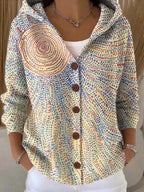 Jenna Women's Patchwork Print Colorful Hooded Cardigan