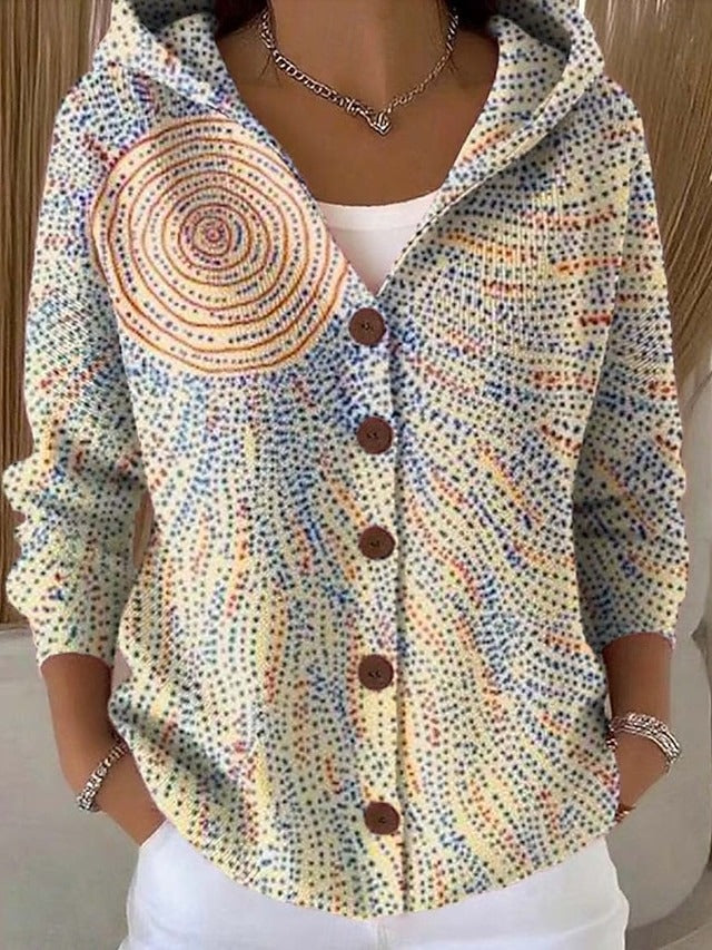 Jenna Women's Patchwork Print Colorful Hooded Cardigan