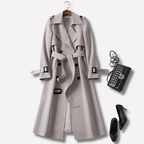 Women's Stylish Double-Breasted Belted Trench Coat