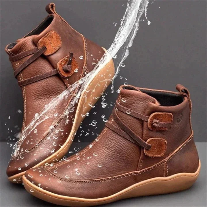 Lavinia Comfortable Flat Leather Ankle Boots