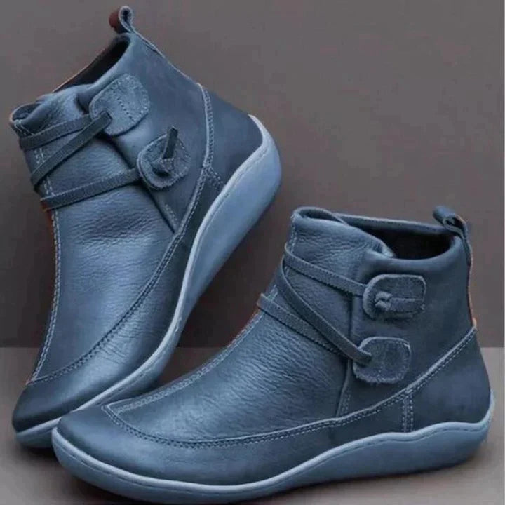 Lavinia Comfortable Flat Leather Ankle Boots