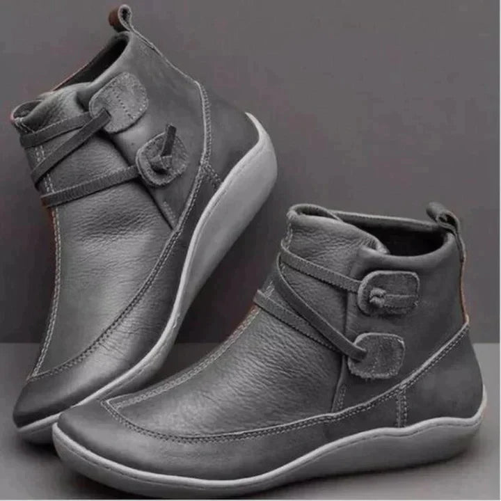 Lavinia Comfortable Flat Leather Ankle Boots