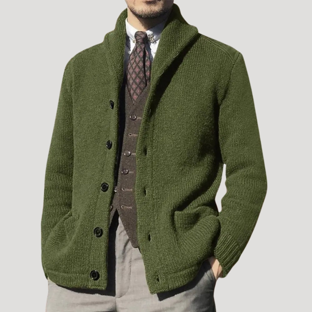 Maddox Men's Lapel Collar Cardigan Sweater