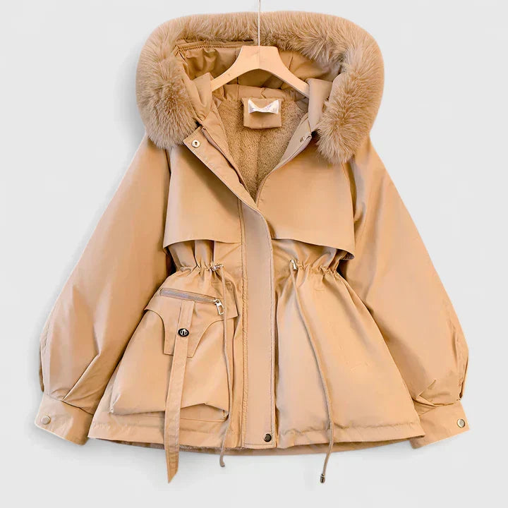 Aya Women's Hooded Winter Parka with Drawstring Waist