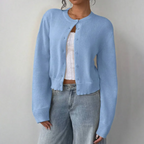 Ondine Soft Cropped Crew Neck Button Cardigan