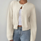 Ondine Soft Cropped Crew Neck Button Cardigan