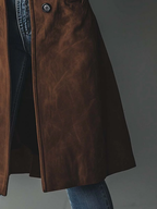 Talia Women's Longline Vintage Suede Trench Coat