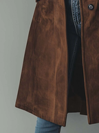 Talia Women's Longline Vintage Suede Trench Coat