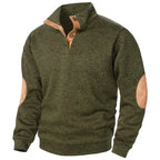 Ted Men's Casual Patched Elbow Quarter-Button Sweater