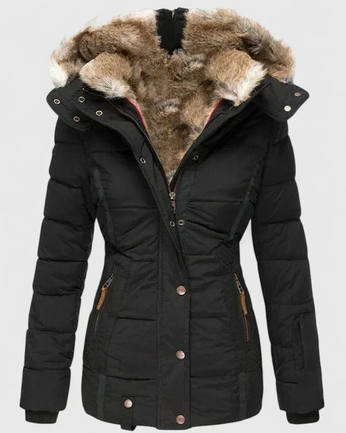 Alea Women's Quilted Winter Parka with Fur Hood