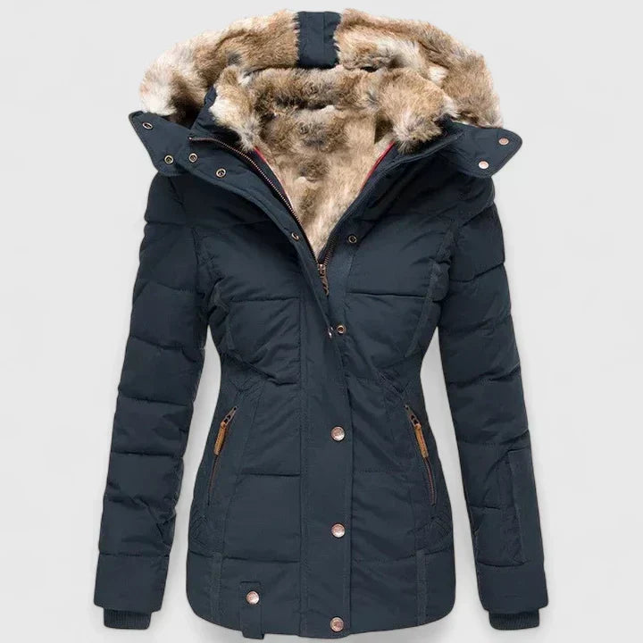 Alea Women's Quilted Winter Parka with Fur Hood