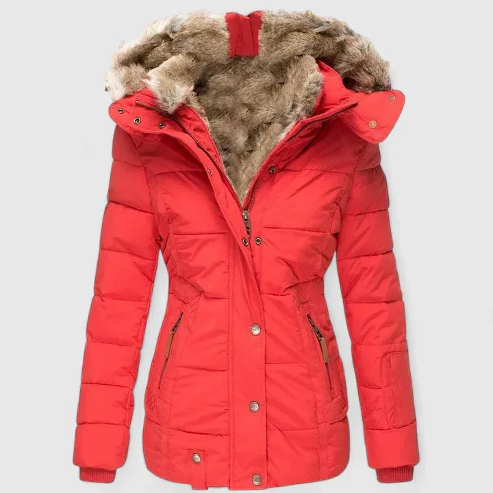 Alea Women's Quilted Winter Parka with Fur Hood