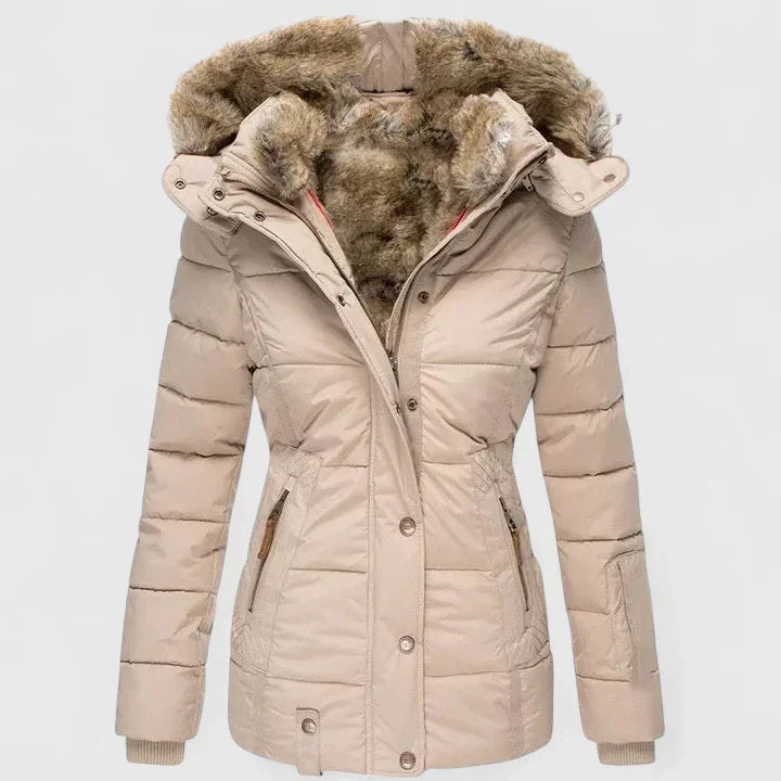 Alea Women's Quilted Winter Parka with Fur Hood
