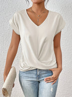 Lucille Elegant Casual Twist V Neck Tee