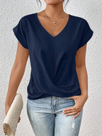 Lucille Elegant Casual Twist V Neck Tee