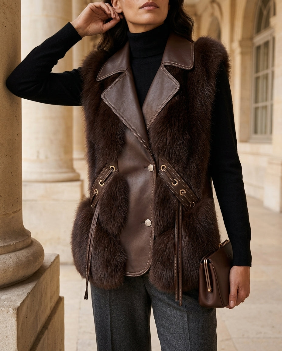 Melody Women's Faux Fur Lapel Vest