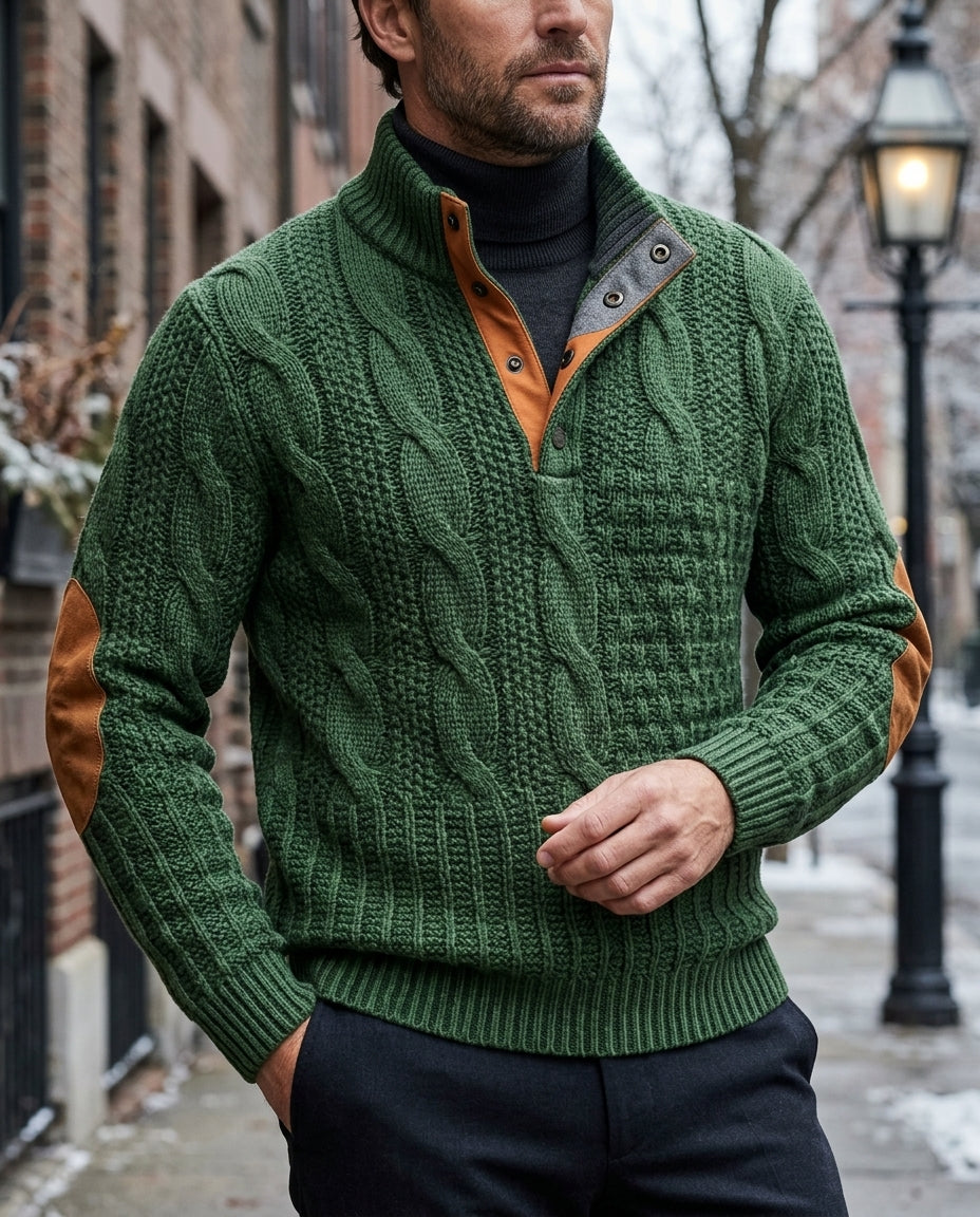 Holloway Men's Cable Knit Elbow Patch Sweater