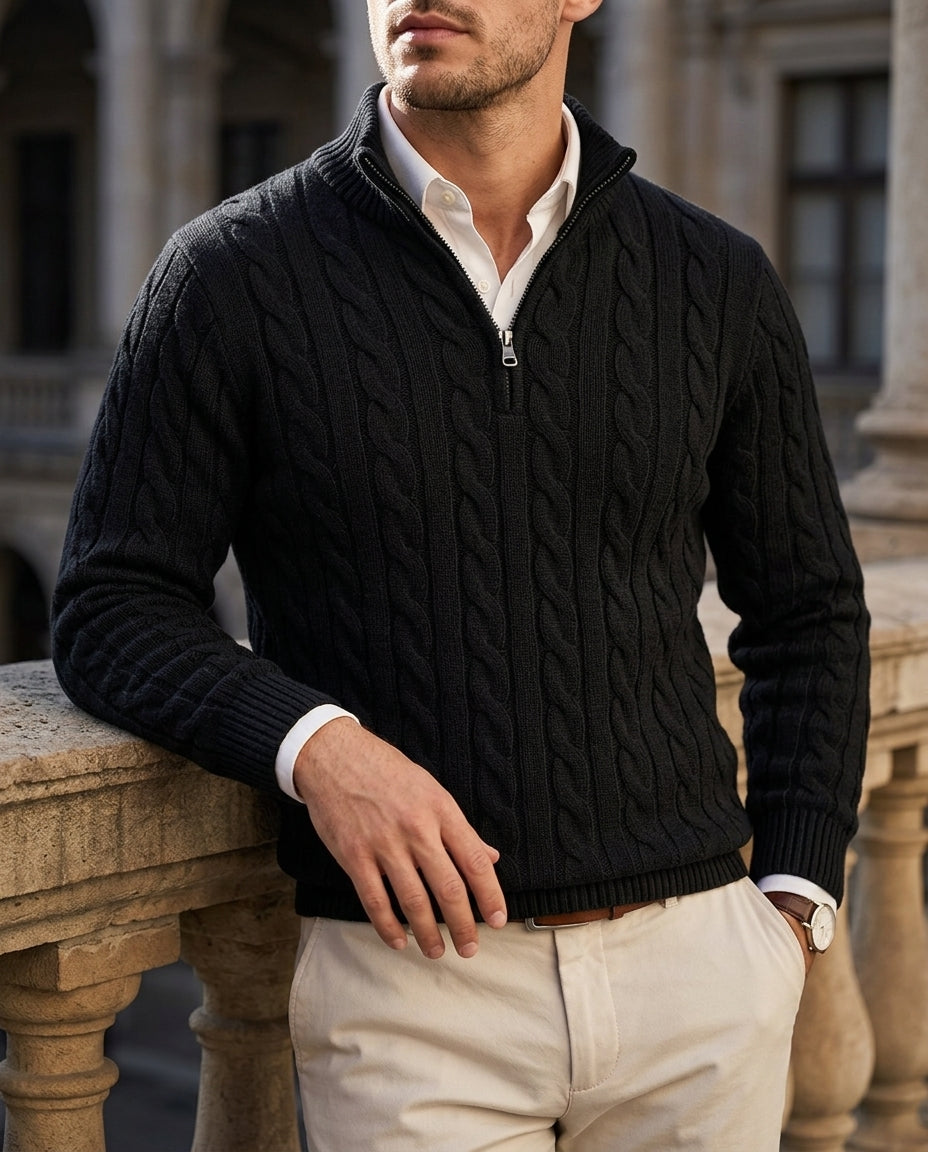 Ashford Men's Cotton Quarter Zip Sweater