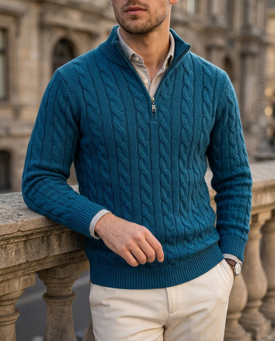 Ashford Men's Cotton Quarter Zip Sweater