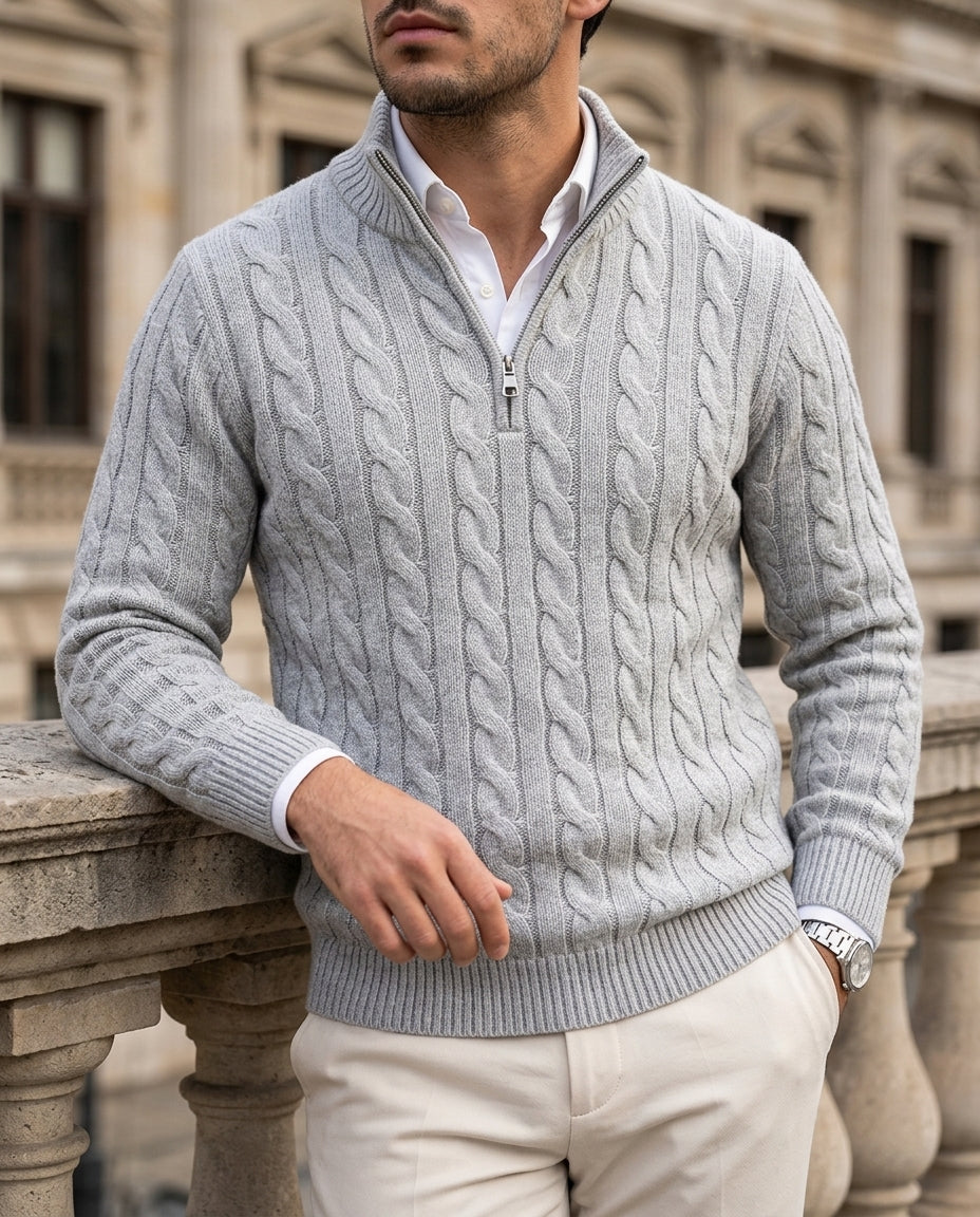 Ashford Men's Cotton Quarter Zip Sweater