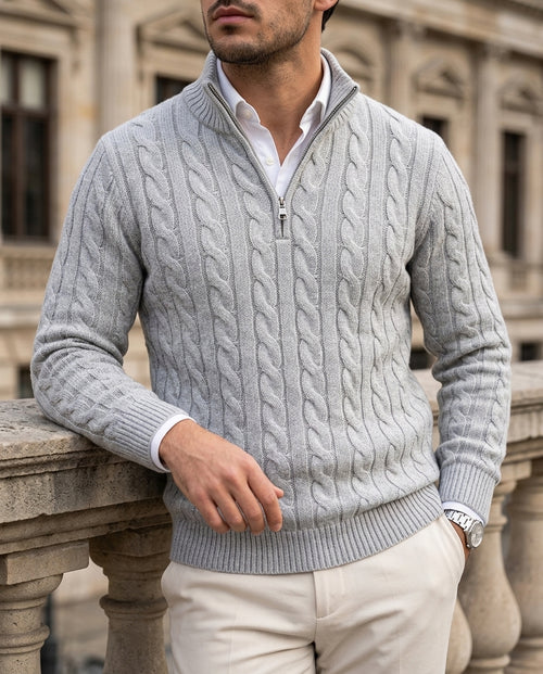 Ashford Men's Cotton Quarter Zip Sweater