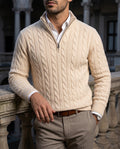 Ashford Men's Cotton Quarter Zip Sweater
