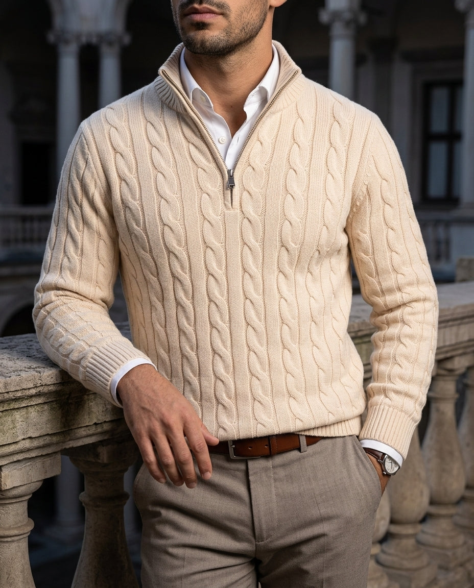 Ashford Men's Cotton Quarter Zip Sweater