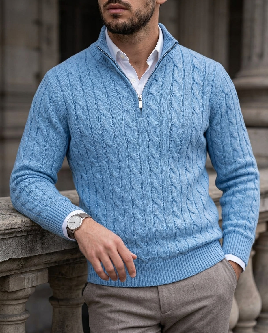 Ashford Men's Cotton Quarter Zip Sweater