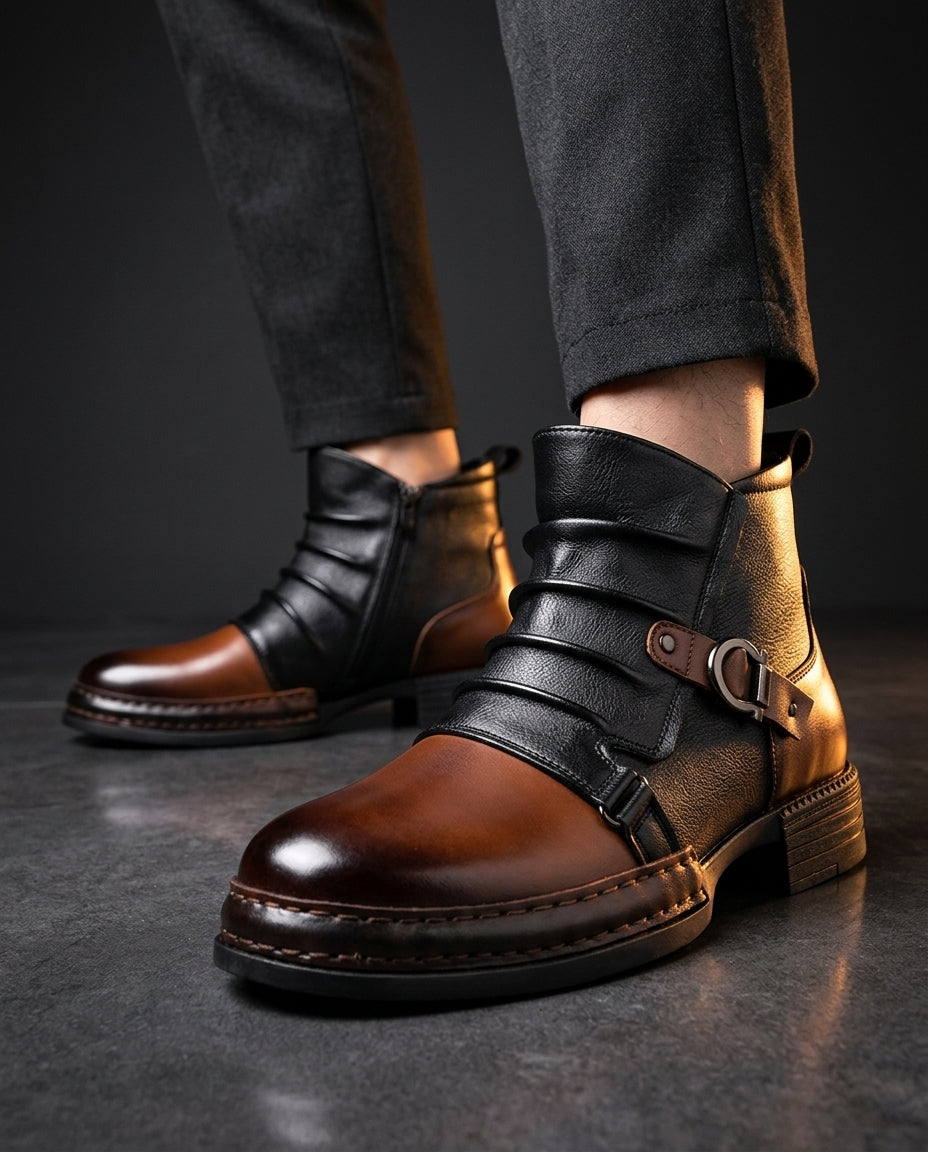 Centaur Men's Buckle Strap Ankle Boots