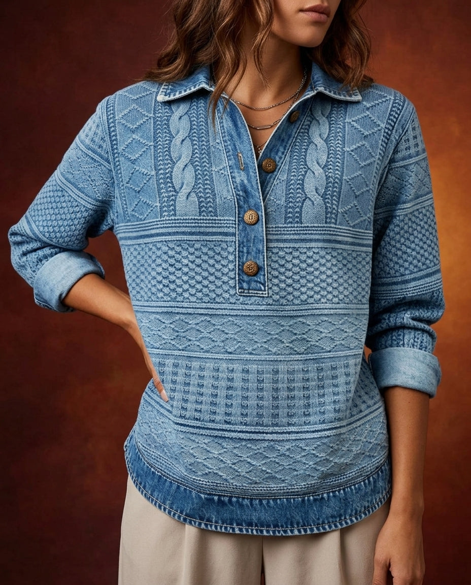 Fenwick Women's Cable Knit Collared Sweater