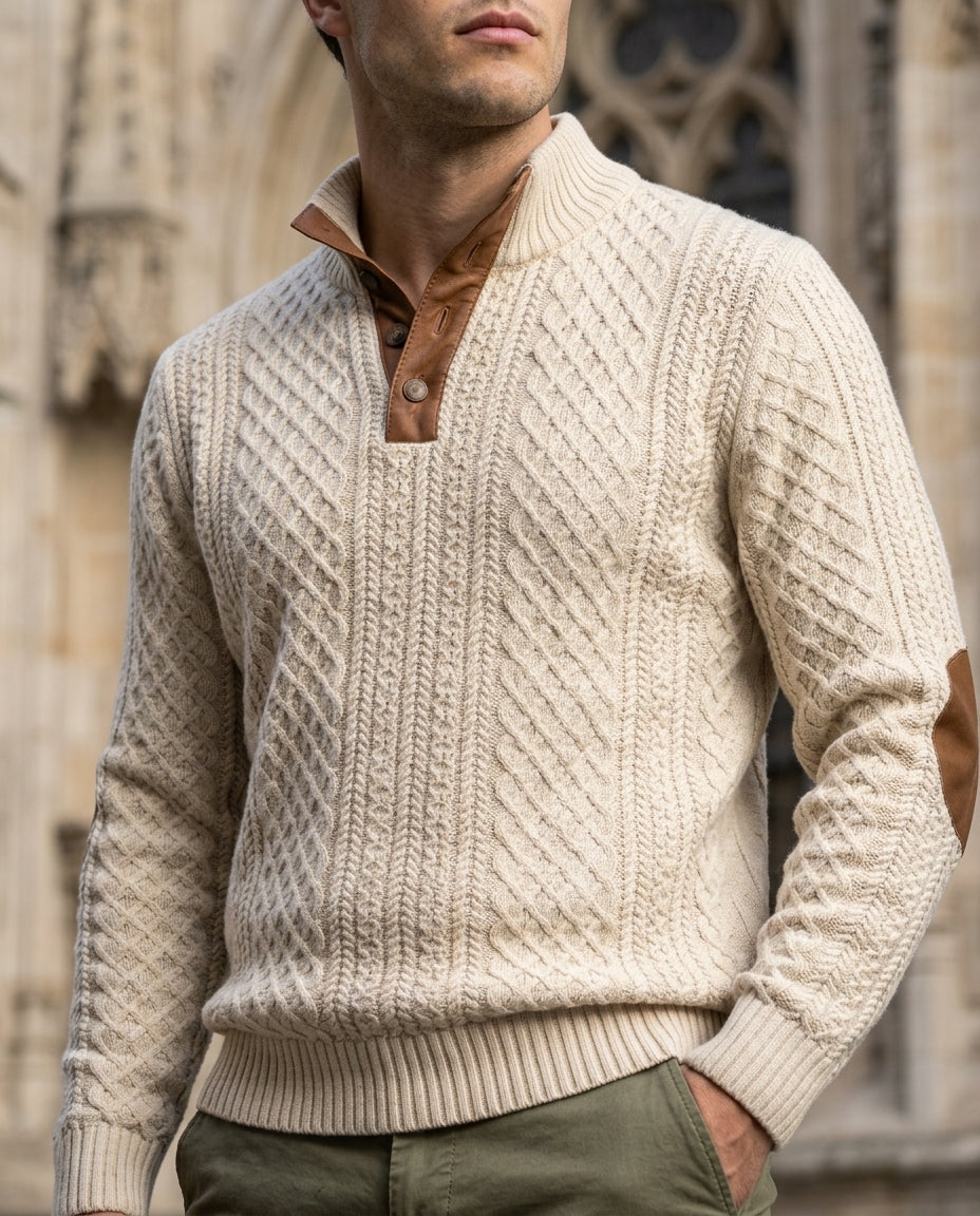 Dunmaven Men's Diamond Cable Knit Sweater