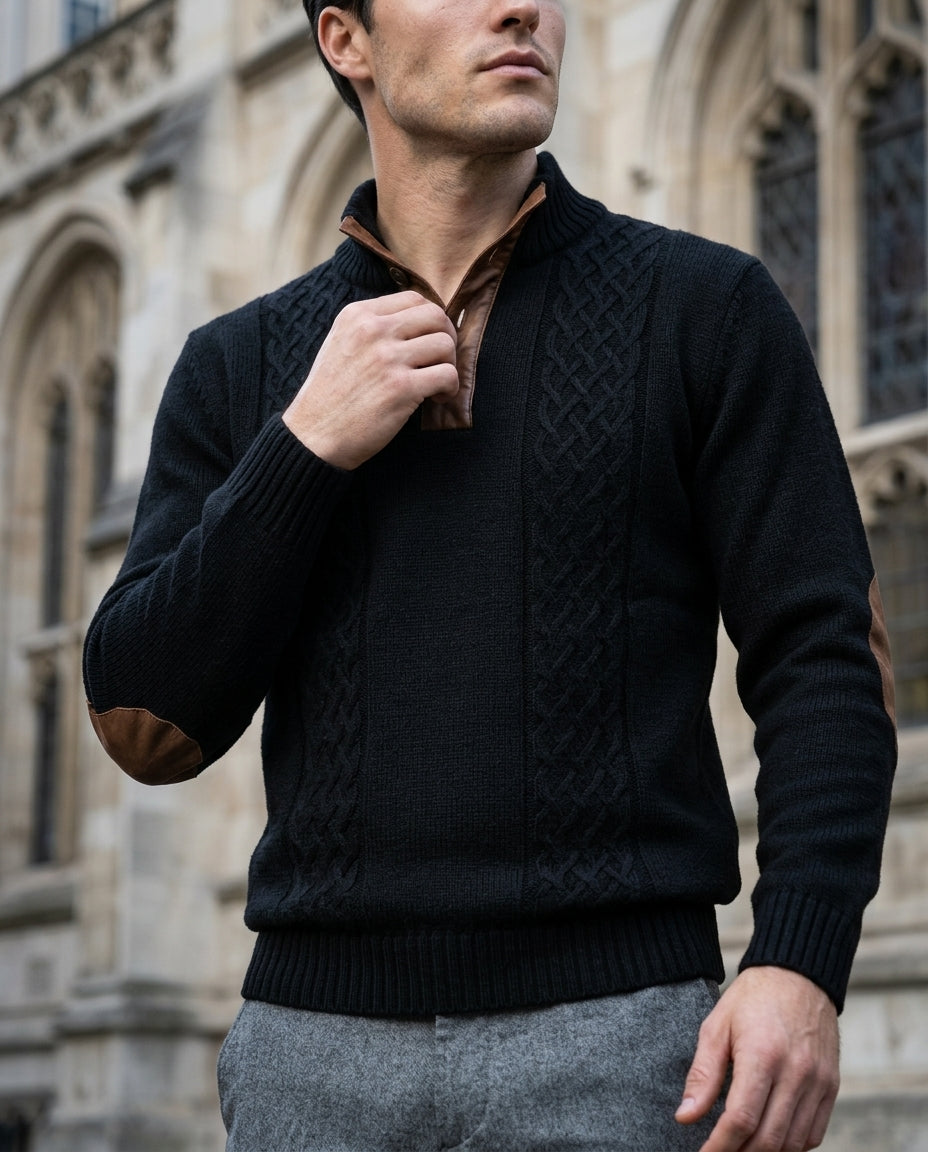 Dunmaven Men's Diamond Cable Knit Sweater