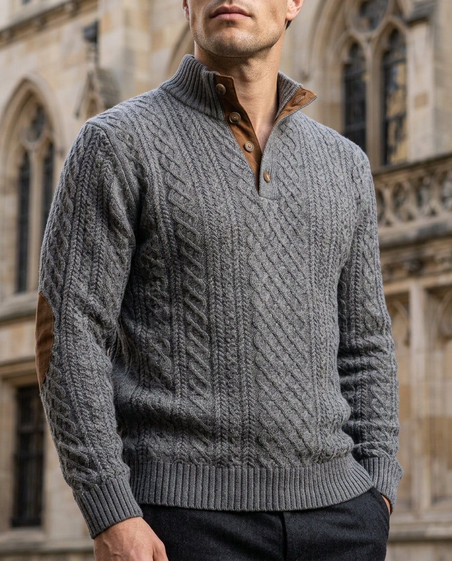 Dunmaven Men's Diamond Cable Knit Sweater