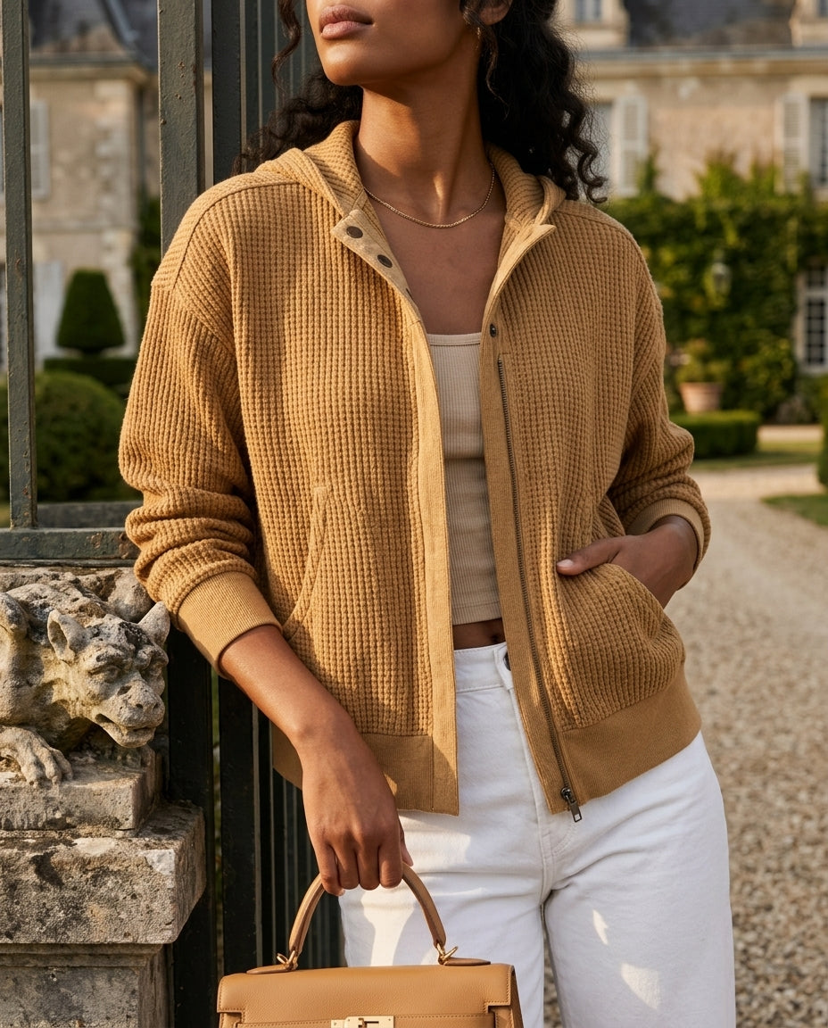 Cassia Women's Cropped Waffle Hoodie