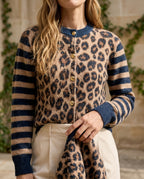 Roux Women's Leopard Stripe Cardigan