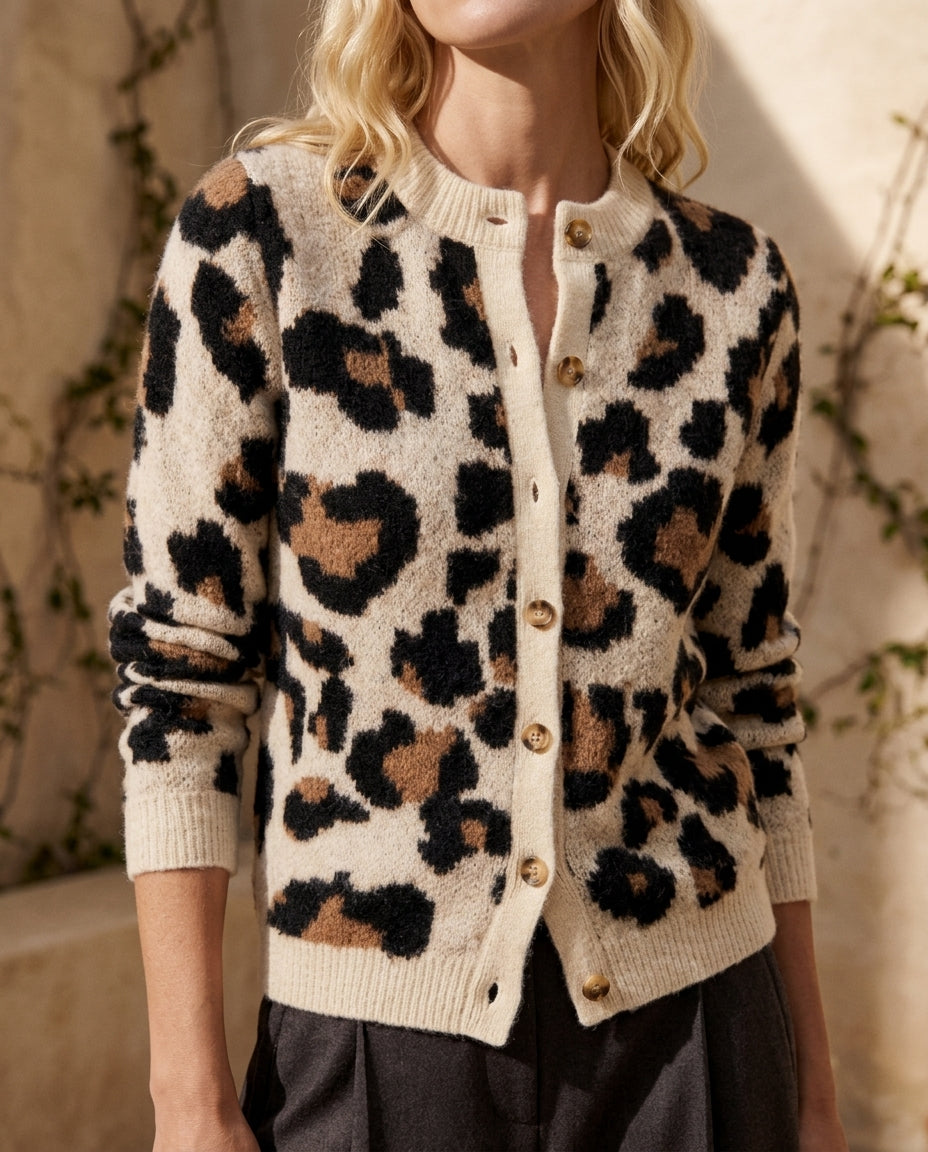 Roux Women's Leopard Stripe Cardigan