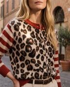 Roux Women's Leopard Stripe Cardigan