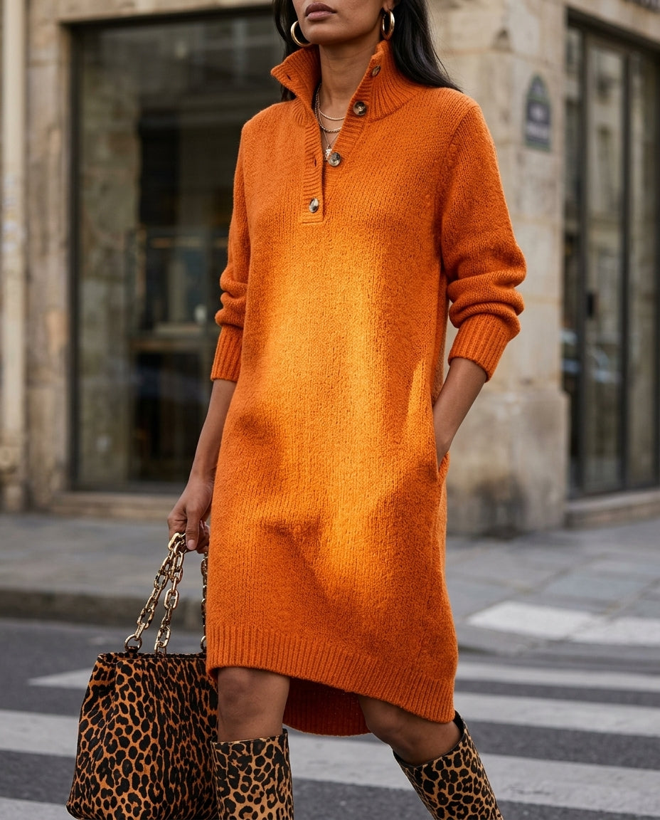 Cordelia Women's Ribbed Button Sweater Dress