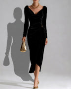 Holly Women's Draped Velvet Midi Dress